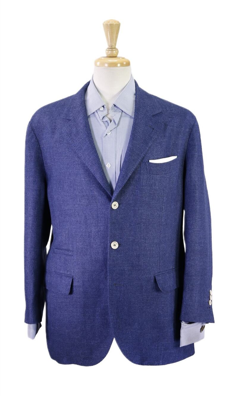 Brunello Cucinelli Royal Blue Woven Silk Linen Wool Sportcoat Blazer 42S 42R